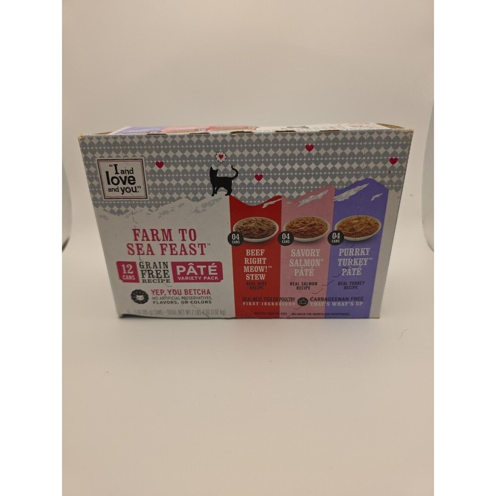 "I and love and you" Farm 2 Sea Cat Food, Variety Pack (Beef, Salmon, Turkey)
